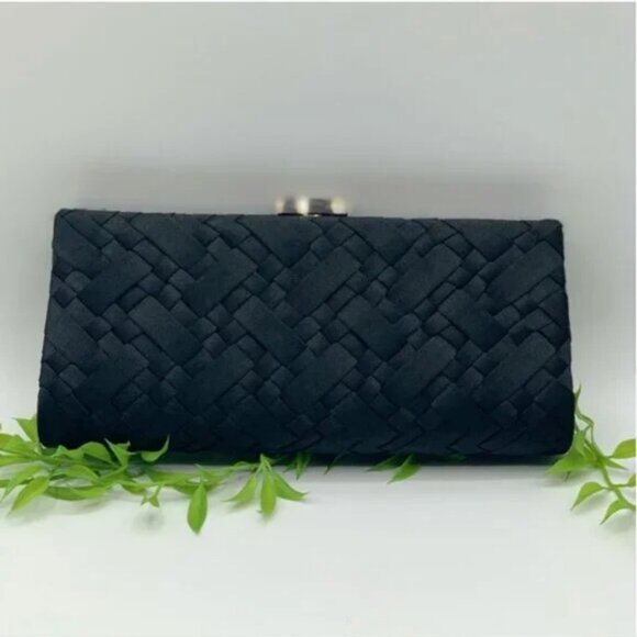 Casa di Borse Frame Black Basketweave Clutch/Shoulder Evening Bag - Picture 2 of 8